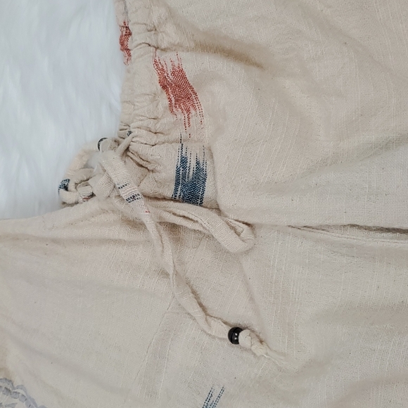 Free People Boho Tribal Patterned Linen-like Dress cream oversize M - Picture 7 of 7